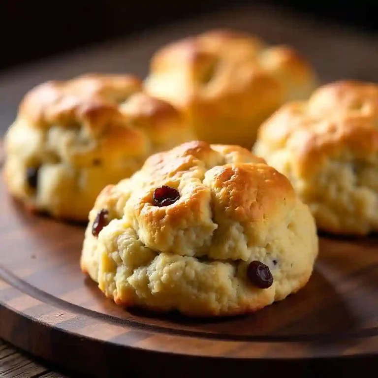 Afternoon tea setting with fruit scones, clotted cream, and jam on an elegant tray.