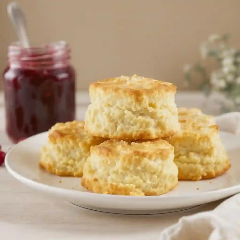 Freshly baked plain scones on a wooden board with butter and jam – beginner-