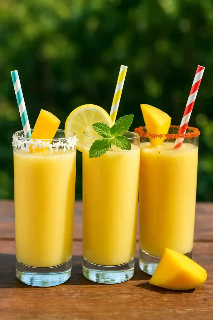 mango lemonade variations with coconut mint and chili