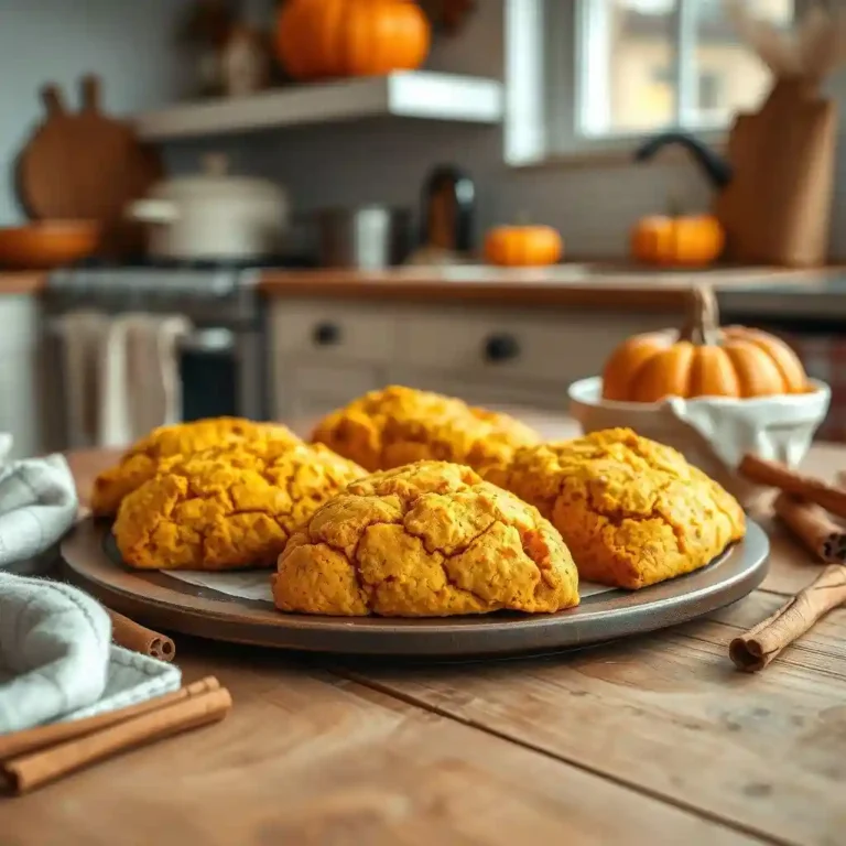 pumpkin scones fresh baked rustic table