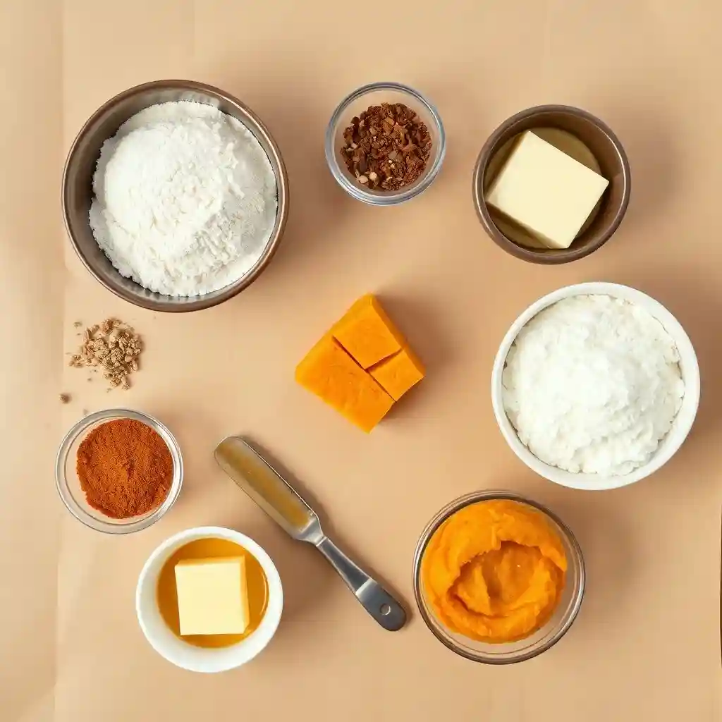  pumpkin scones ingredients flat lay