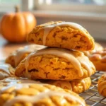 glazed pumpkin scones cooling rack