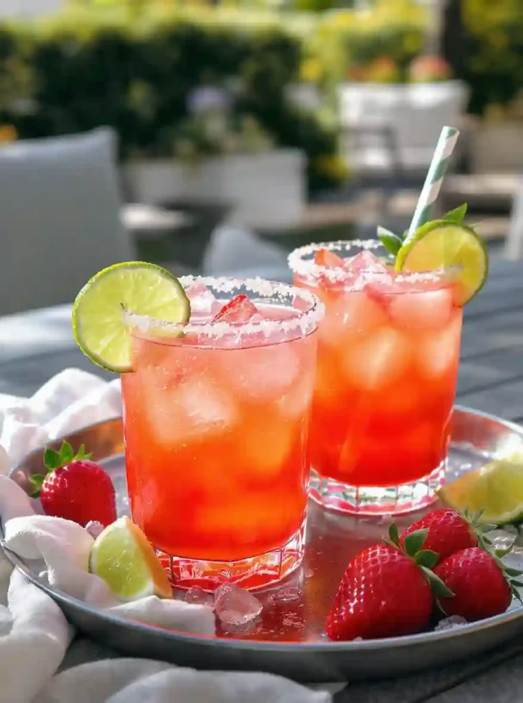 Served strawberry daiquiri mocktails