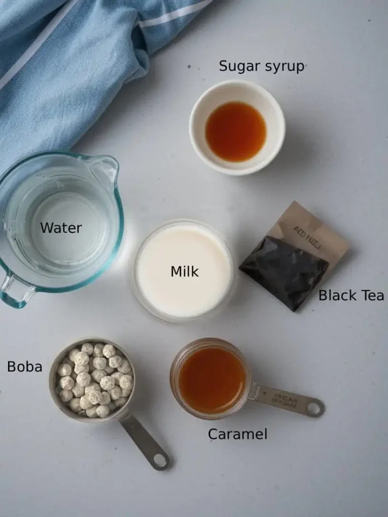 Caramel Milk Tea Ingredients Black Tea Caramel Syrup