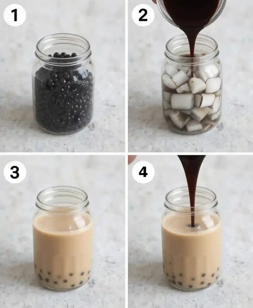 Sweetened tapioca pearls for chocolate bubble milk tea