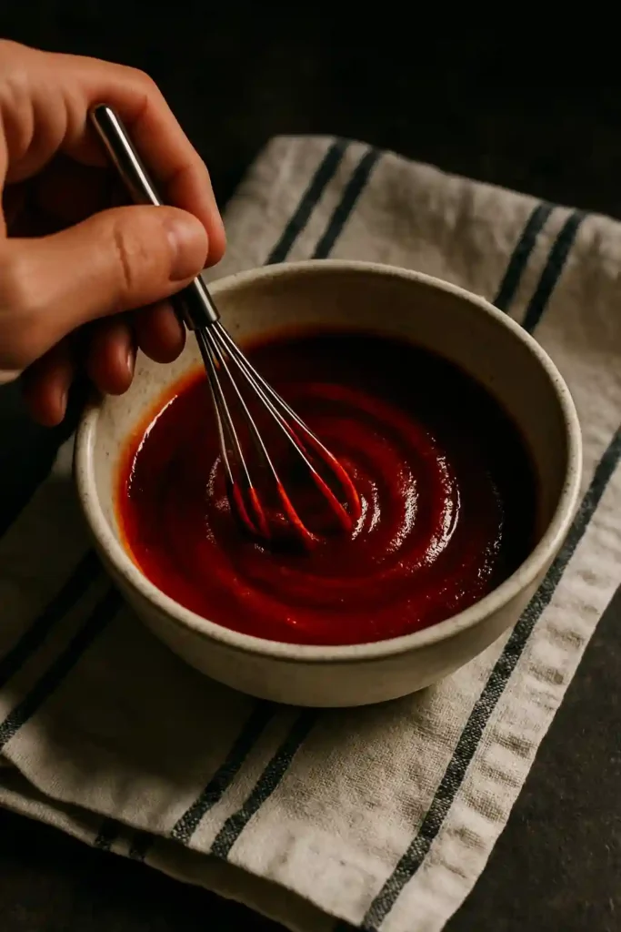 whisking gochujang sauce