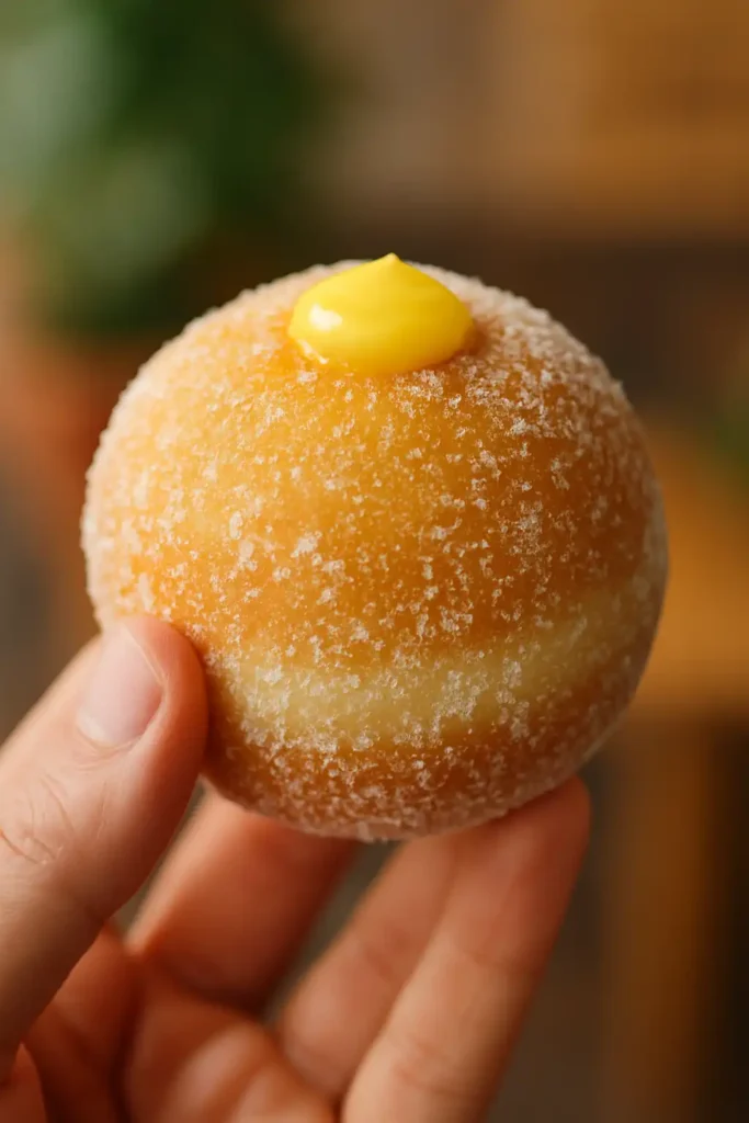 Served mango brioche donuts with mango slices