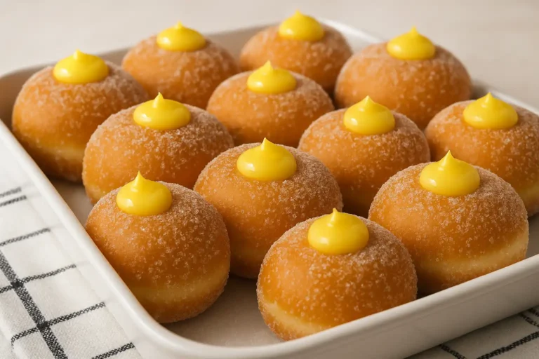 Mango brioche donuts on rustic plate