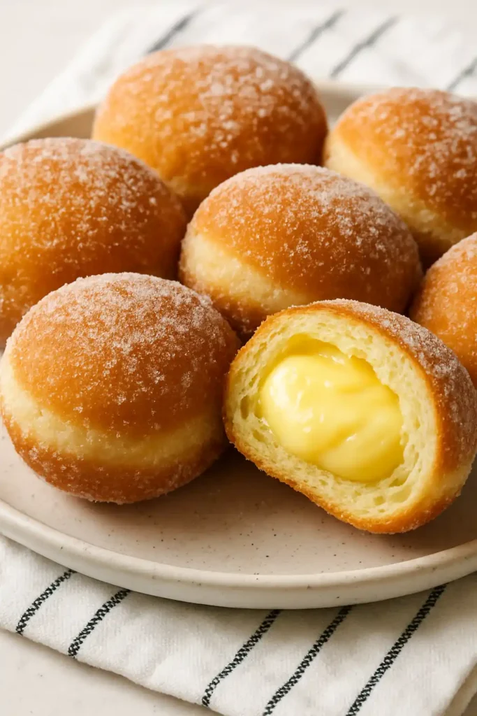 Frying mango brioche donuts