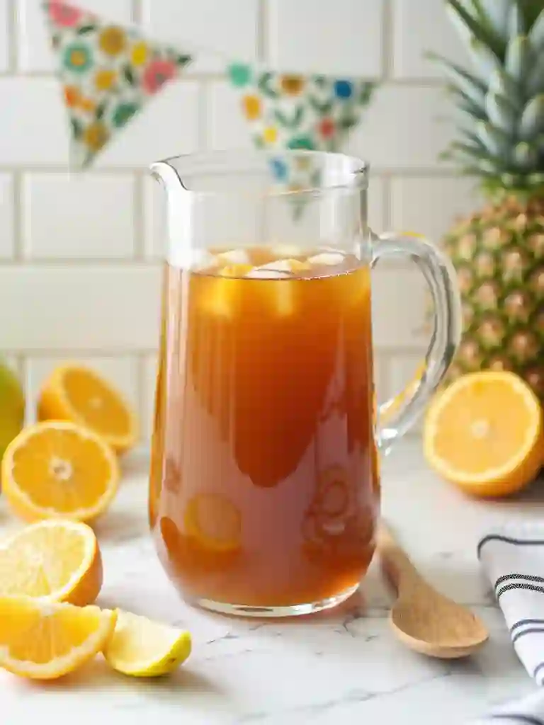 Boiling pineapple skins with honey and orange juice