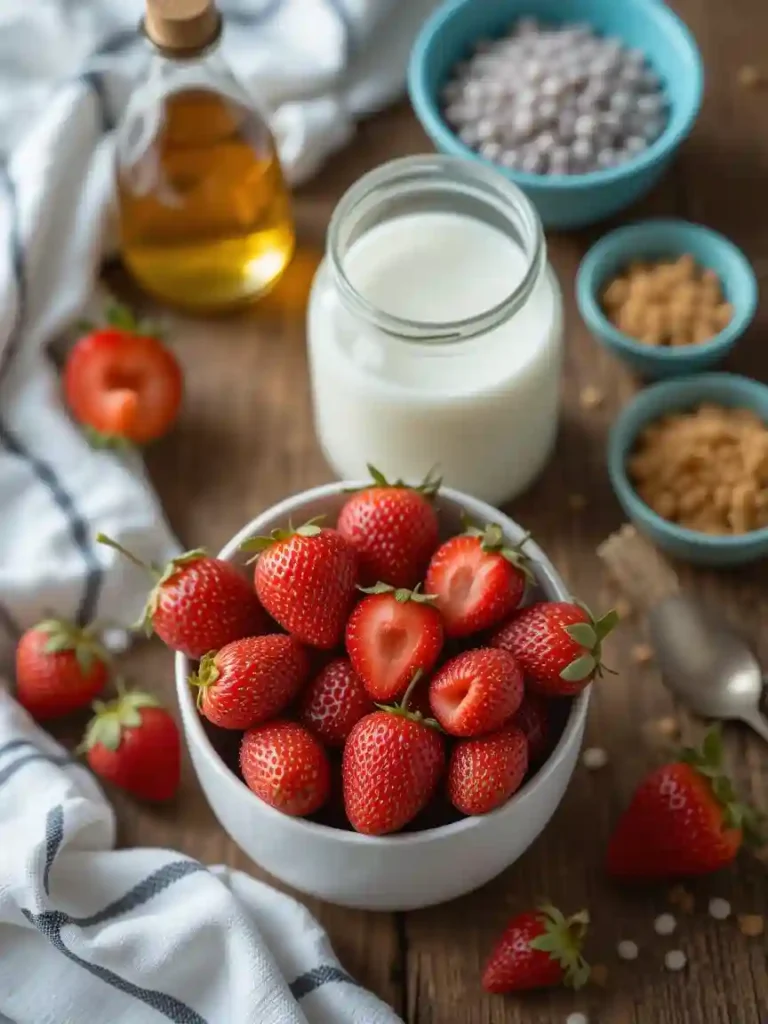 Ingredients for Strawberry Milk Bubble Tea