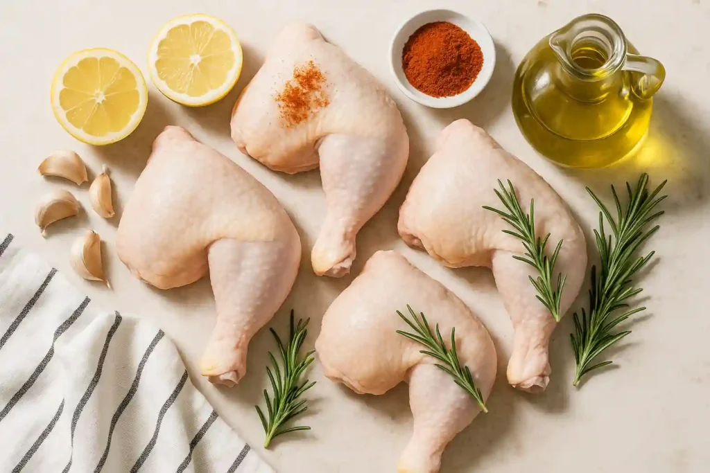 Ingredients for baked chicken rumps chicken leg quarters recipe