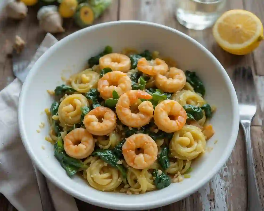 Lemon Garlic Butter Shrimp and Spinach Tortellini featured dish