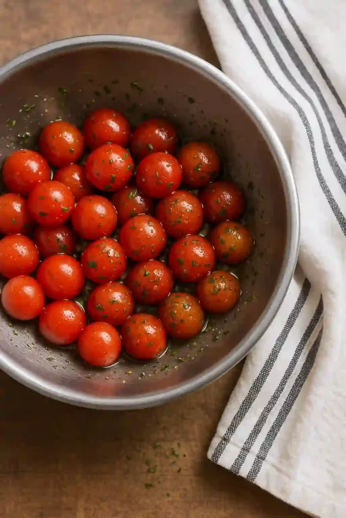 Cherry tomatoes tossed with olive oil and garlic