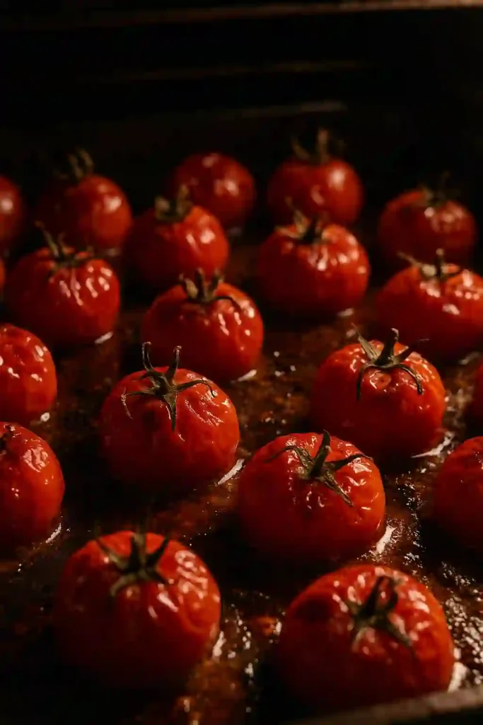 Cherry tomatoes roasting in the oven