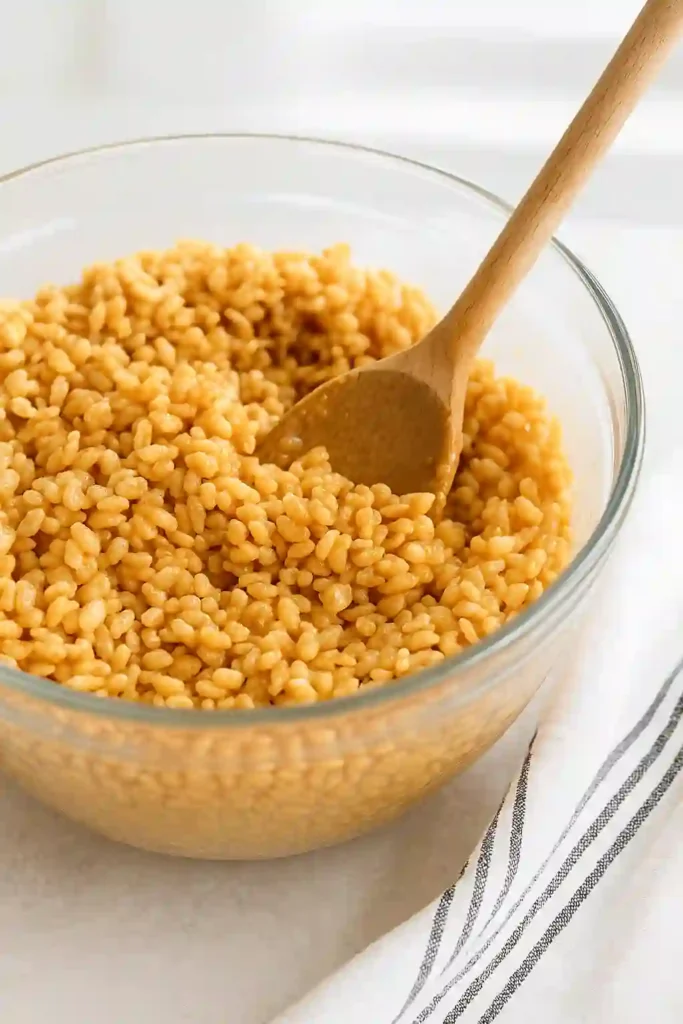 Rice Krispies mixture for Scotcheroos