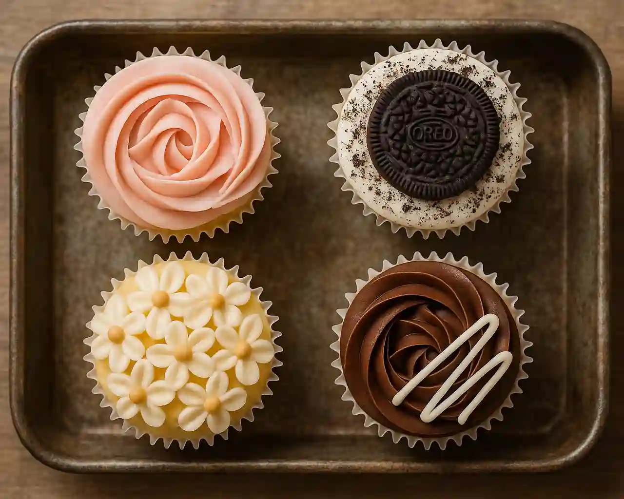 Cupcakes on Rustic Tray-Halloween Cupcakes