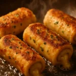 Cheesy Garlic Butter Rollups frying in pan