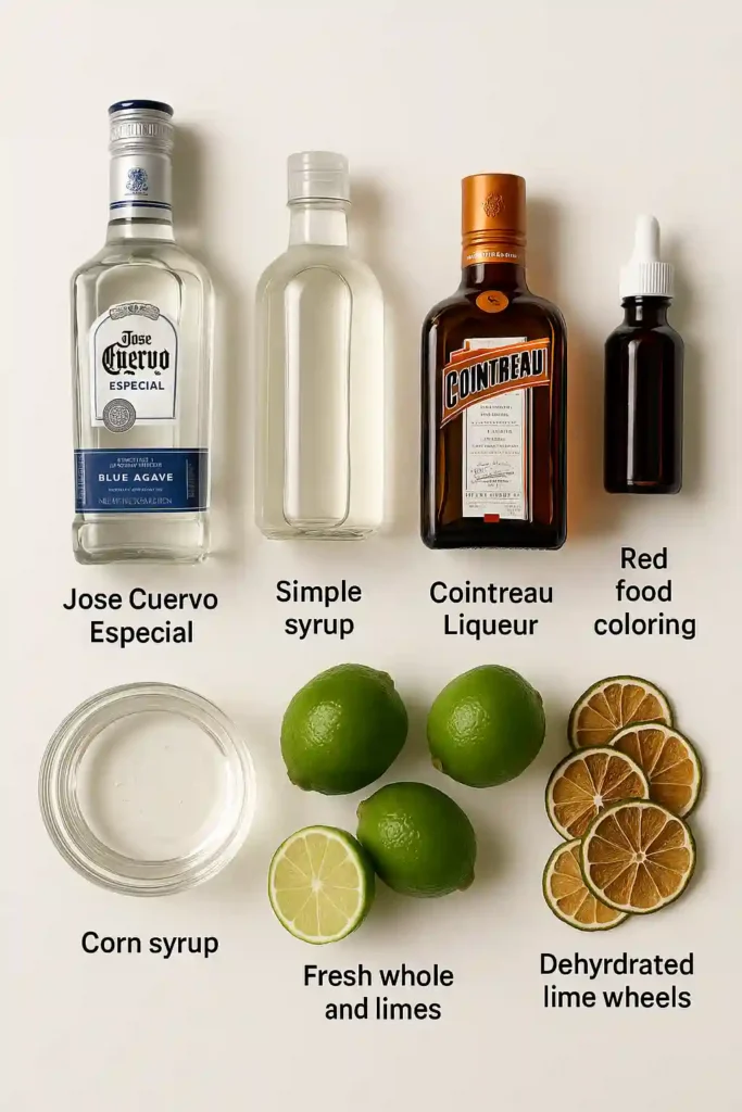 Bloody halloween margarita Cocktail Ingredients Display