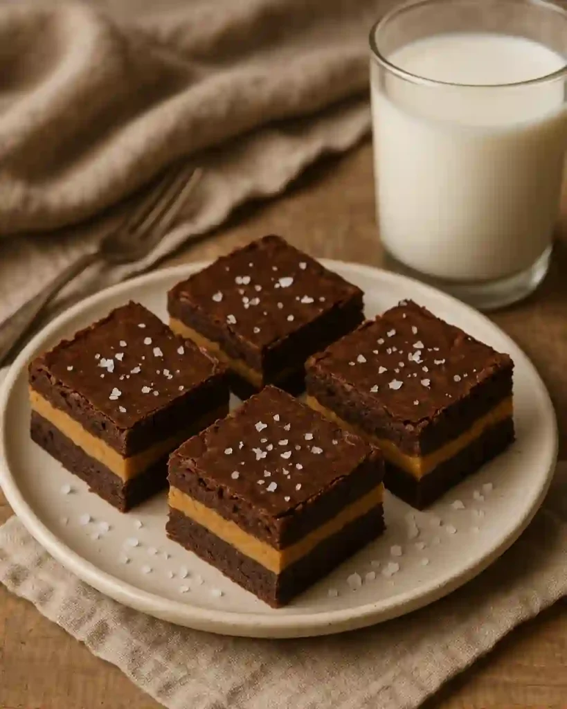 peanut butter fudge brownies servited