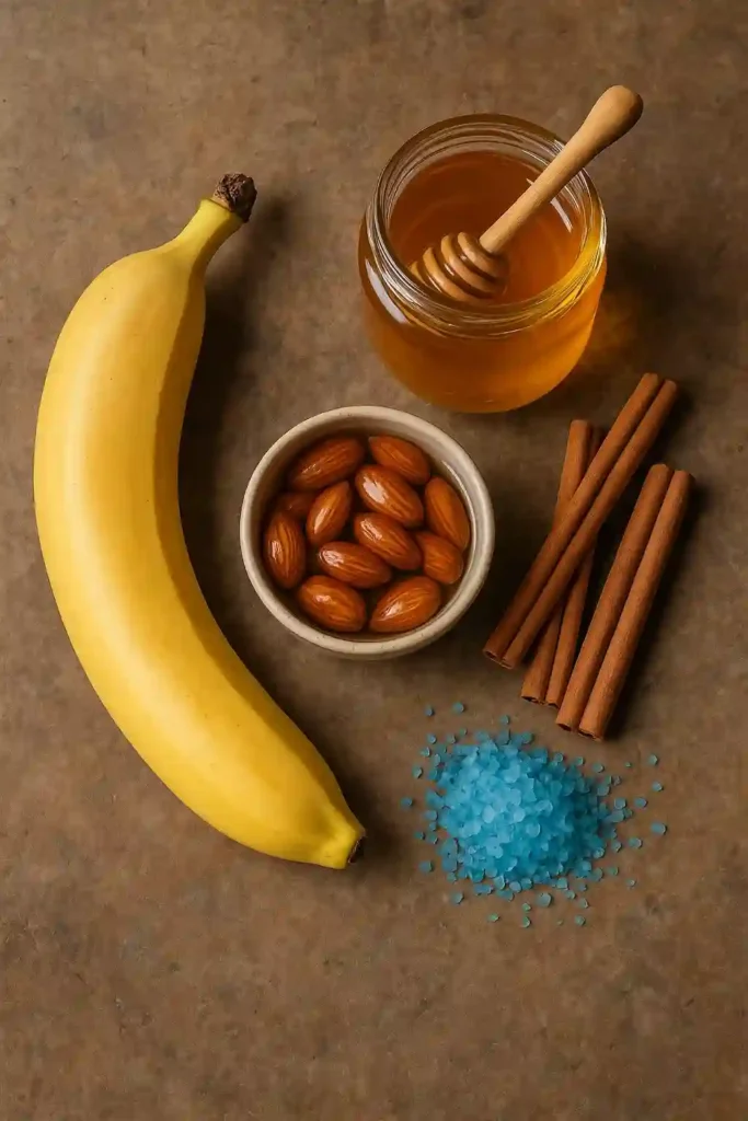 Complete blue salt trick recipe ingredients layout for natural sleep enhancement beverage