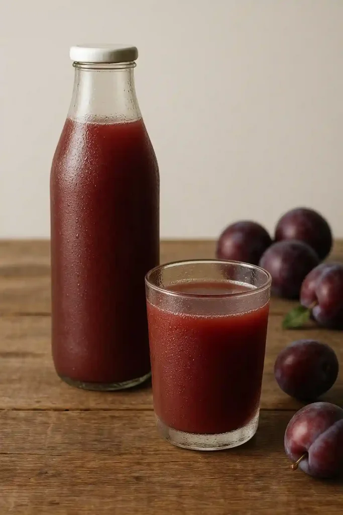 chilled plum juice served in glass