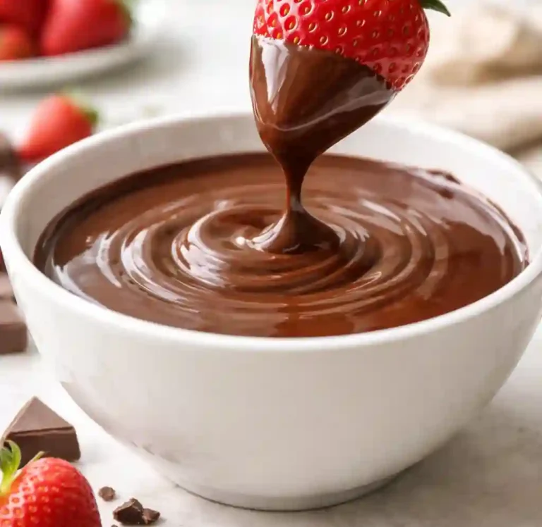 Complete Chocolate Fondue with Fruit spread with variety of fresh fruits arranged around fondue pot